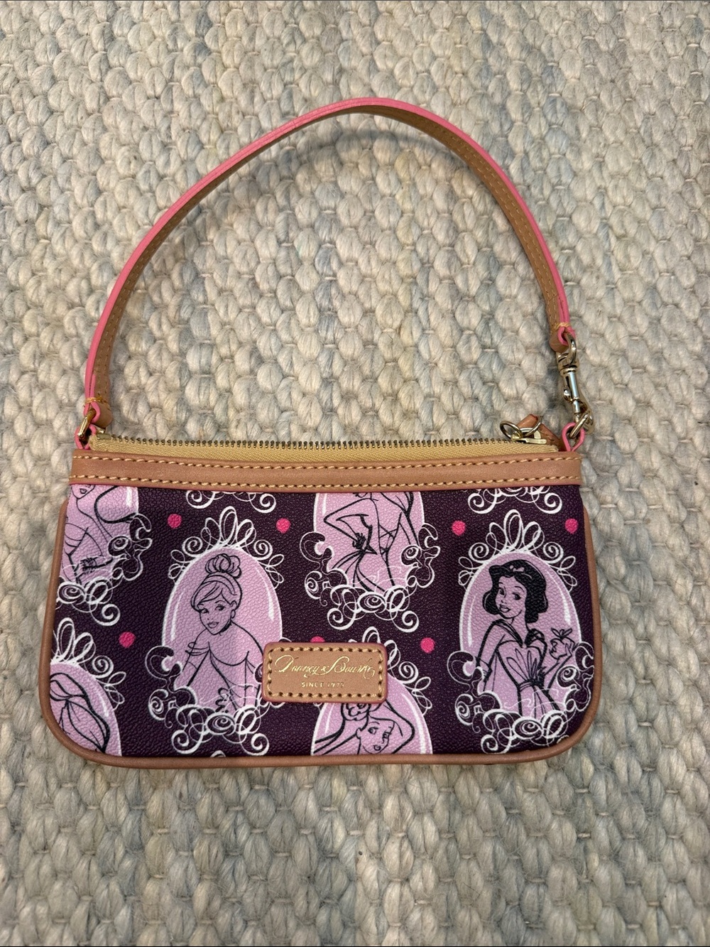 Dooney & Bourke Pink and Brown Disney Princess Wristlet